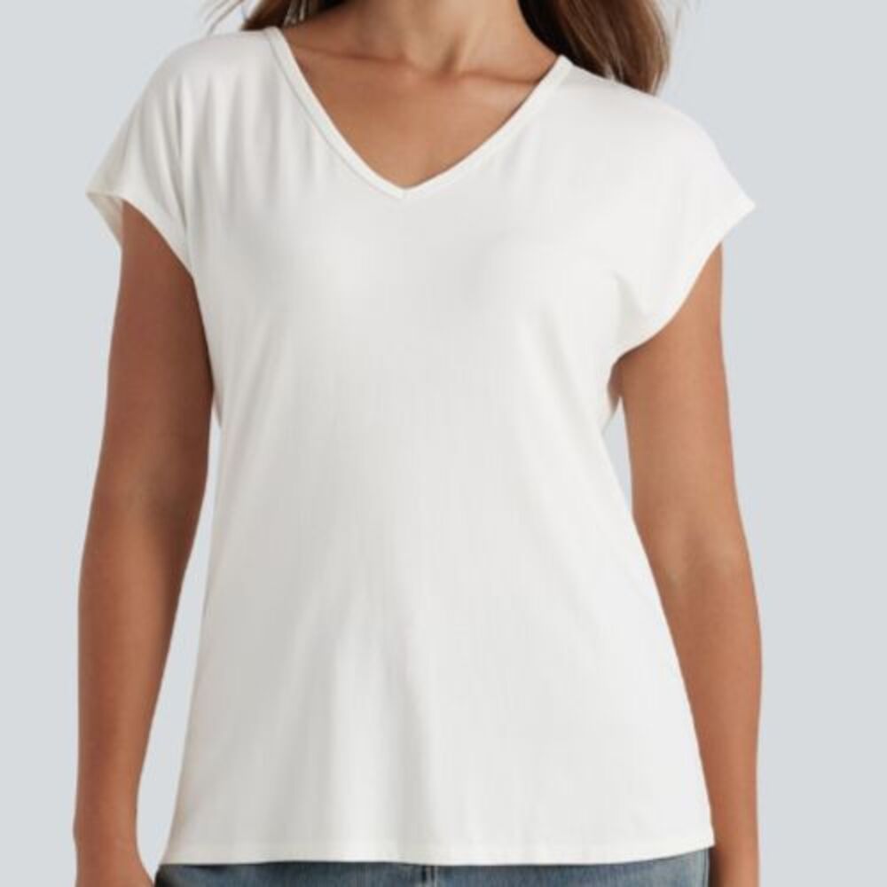 Halara White Soft Stretchy V Neck Tee Size Large